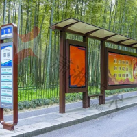 鄉鎮候車亭仿古候車亭公交站牌公交車候車亭垃圾分類箱智能候車亭